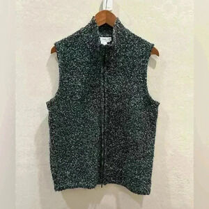 Cold Water Creek Chunky Thread Vest Small Gray Zip Up Side Pockets